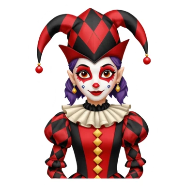 jester woman, black and red sticker