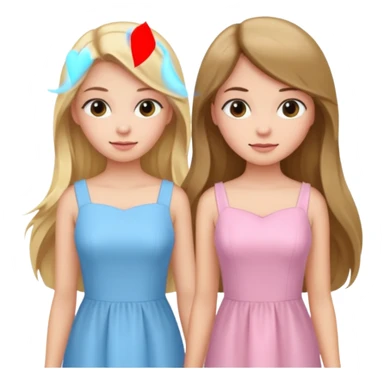happy pride and predjudice blonde girl in light blue dress and long hair brunette girl in light pink dress sticker