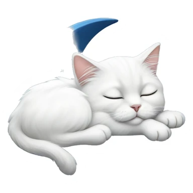 White Persian cat sleeping on blue crescent moon  sticker