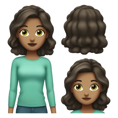 Girl with dark-brow hair, white skin and blue-green eyes sticker