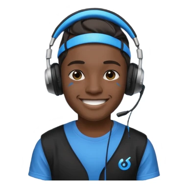 black streamer with blue gaming head set sticker