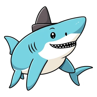 Shark with a top hat sticker
