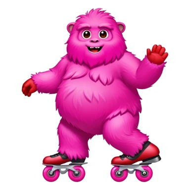 fat rainbow pink red yeti roller skating  sticker
