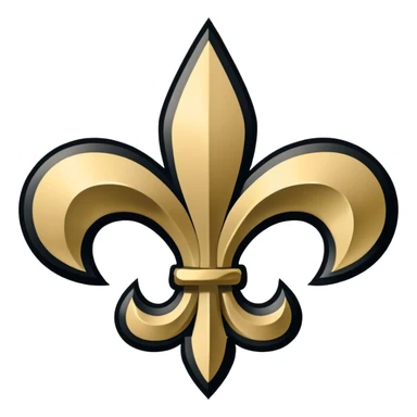 New Orleans Saints football logo with fleur-de-lis in black and gold colors sticker