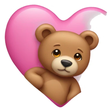 pink heart with teddy bear sticker
