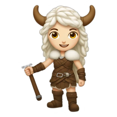 Fille viking et sa chèvre blanche sticker