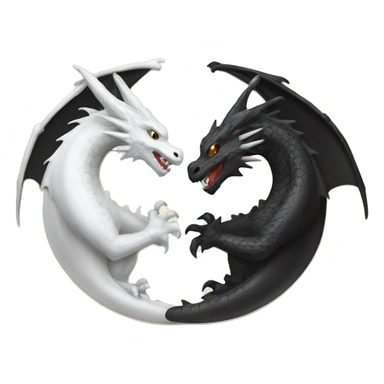 A black dragon and a white dragon forming a yin yang  sticker