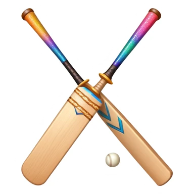 cricket bat and ball with sparkles sticker