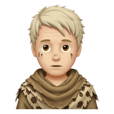 ancient white boy, tattered animal cloth sticker