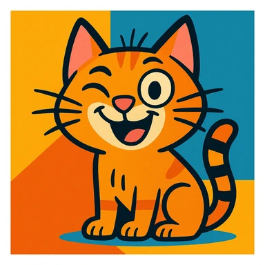 very cute cartoon cat with an unusual facial expression that causes a smile, vibrant toon style sticker