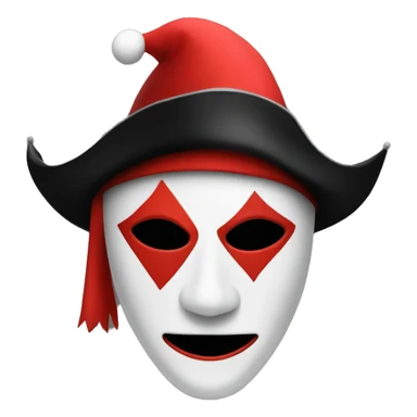 Red mask jester with black red and white jester hat sticker