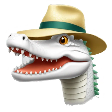 white crocodile with a hat smiling sticker