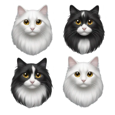 black and white cat long haired sticker