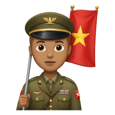 souldier caryying flag sticker