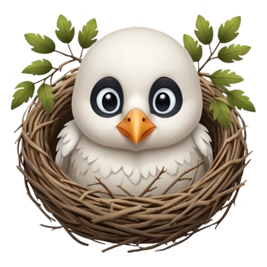 white baby crow in nest sticker