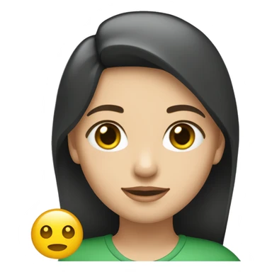 Uma menina branca com cabelos castanhos claros, olhos verdes, e blusa preta de gola alta sticker