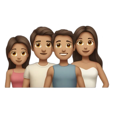 one tanned sister with brown hair, one white older brother with dark hair, one little brother with light hair sticker