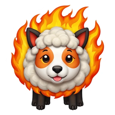 fire dog eating sheep sticker