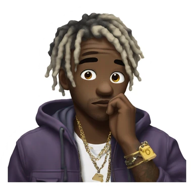 Lil uzi vert thoughtful with his hand on his chin sticker