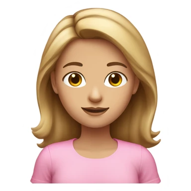 Brown haired girl with blonde highlights and hazel eyes with a pink shirt sticker