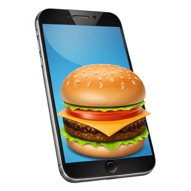 a phone that has a picture of a hamburguer in the frames of the phone not outside sticker