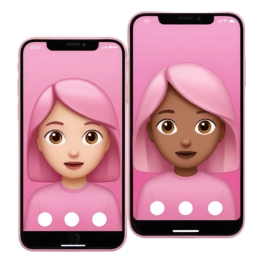 pink video call between 2 people on different phone sticker