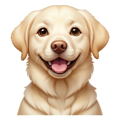 Cinematic Comical Cream Labrador Portrait Emoji, Head tilted dramatically with an exaggeratedly amused expression, featuring a glossy cream Fur with a radiant sheen, wide, expressive warm eyes filled with playful disbelief, Simplified yet hilariously expressive features, highly detailed, glowing with a slightly sassy glow, high shine, dramatic yet playful, stylized with an air of cheeky mischief, bright and endearing, soft glowing outline, capturing the essence of a spirited and over-the-top companion, so meme-worthy it feels like it could side-eye its way into internet fame instantly! sticker