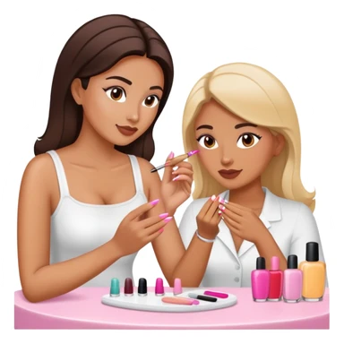 woman doing a manicure to another woman sticker