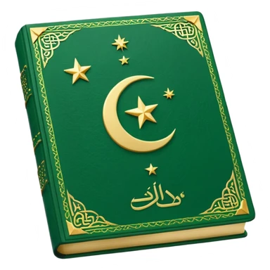 Closed Quran with the Islamic Symbol on it (moon and star) green from left to right sticker