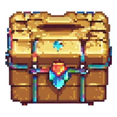 a chest, pixel art style sticker