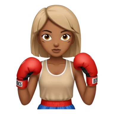 Black lady with beige clothes boxing sticker