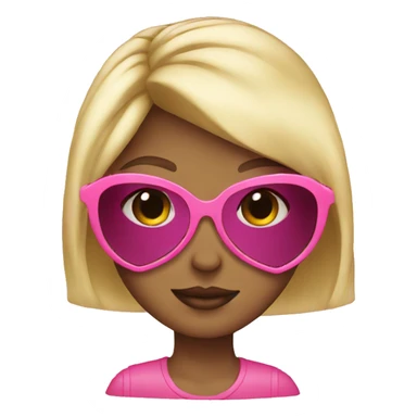 Blonde girl pink heart sunglasses  sticker