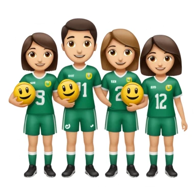 Make 5 decent characters include 4 girls and 1 boy and mentioned there names on there jersey ist husna, tuba, maleeha,alishba and boy Talha also smiley.creat a sign board and a besties off UOM and the  sign board takes by boy in his hand sticker