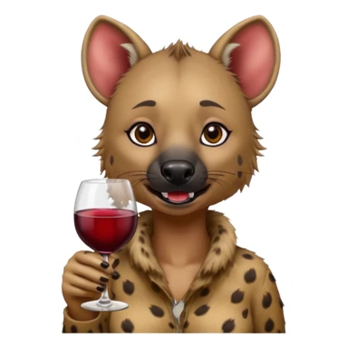 female hyena with glass of wine sticker