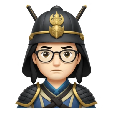samurai, slim, long hair , glasses sticker