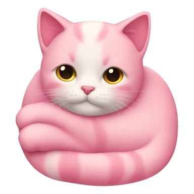  pink cuddling cat sticker