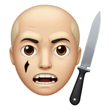 speaking face with a knife in front, as if telling a scary story sticker