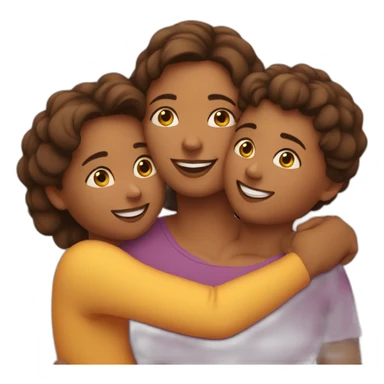 mother with her kids are hugging sticker