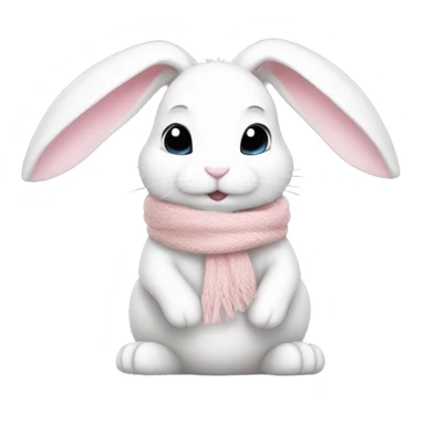 white bunny with pale pink scarf sticker