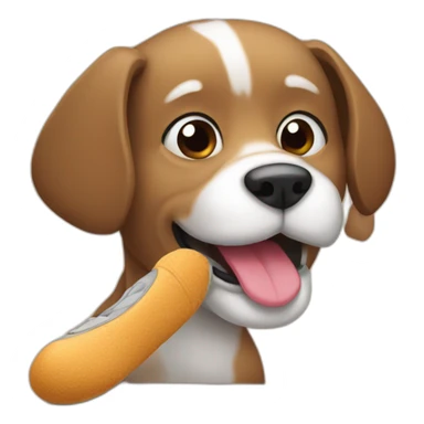 a dog chewing a slipper sticker
