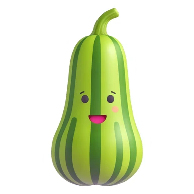 Add some dark green stripes to the zucchini, keeping the 3D emoji style and all other details unchanged. sticker