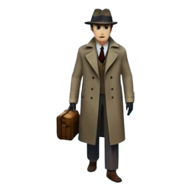 Icon for Detective Movie: A vintage movie poster-style design of a mysterious detective movie. Include dark alleyways, fog, and shadowy figures background. The design should evoke a classic noir detective story with retro cinematic typography. Transparent background. sticker