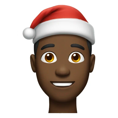 a black man with big jawline and a christmas hat sticker