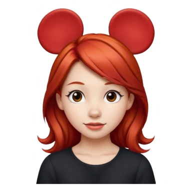 red haired girl with red mickey ears sticker