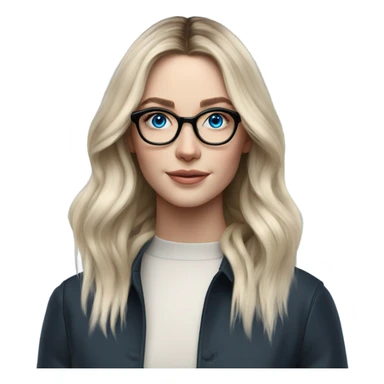 Shoulder length Balayage pale model lady with glasses and blue eyes  sticker