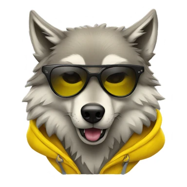 Wolf with a yellow hoodie and with sunglasses  sticker