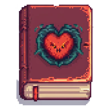 red cursed book with dark aura pixel art sticker