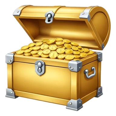 generate a image golden chest image filled with gold coins sticker