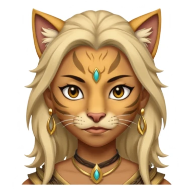 ESO female khajiit warrior with lashes and earrings sticker