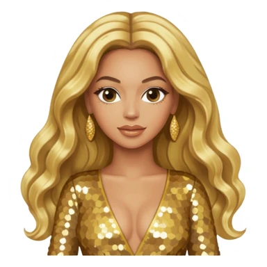 Beyonce from Destiny's Child with long blonde hair, gold outfit sticker